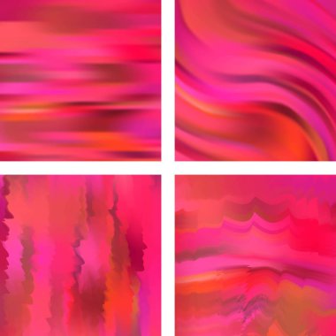 Soyut bulanık arkaplanlarla ayarlanmış. Vektör çizimi. Modern geometrik arka plan. Soyut şablon. Kırmızı, pembe renkler.