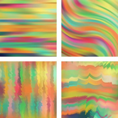 İle renkli bulanık arka ayarlayın. Vektör çizim. Modern geometrik bir ortam. Soyut şablonu. Turuncu, yeşil renkler.