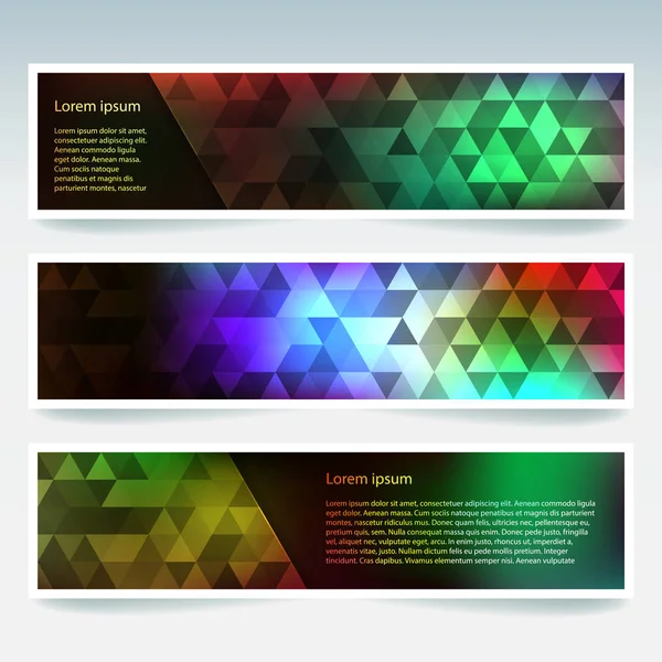 Horizontal Banners Set Polygonal Triangles Polygon Background Vector Illustration Green — Stock Vector