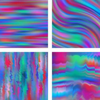 Soyut bulanık arkaplanlarla ayarlanmış. Vektör çizimi. Modern geometrik arka plan. Soyut şablon. Pembe, mavi renkler.