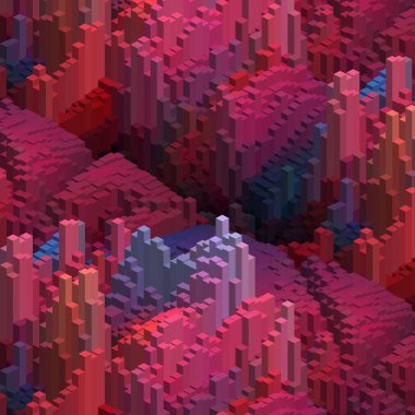 Arka plan ile 3d küp. Vektör küp kutusu iş kavramları. Pembe, mor, mavi renkler.