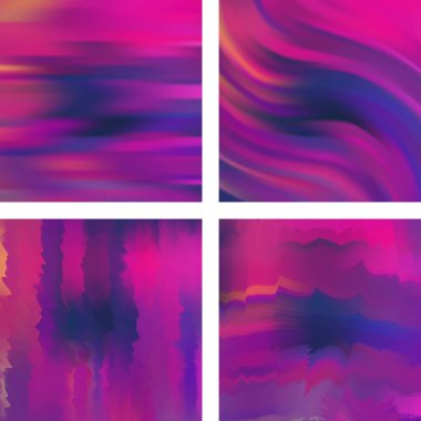 Soyut bulanık arkaplanlarla ayarlanmış. Vektör çizimi. Modern geometrik arka plan. Soyut şablon. Pembe, mor renkler.