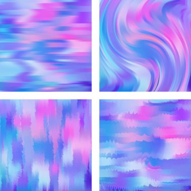 Soyut bulanık arkaplanlarla ayarlanmış. Vektör çizimi. Modern geometrik arka plan. Soyut şablon. Pembe, mavi renkler.