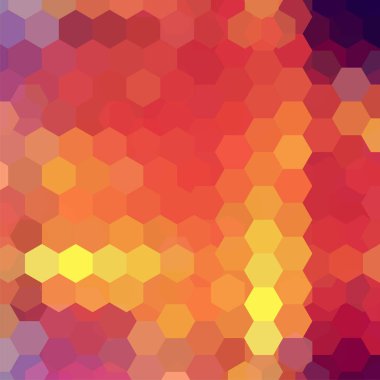 Vektör arka plan sarı, turuncu, mor altıgenler ile. Kullanılabilir kapak tasarımı, kitap tasarımı, Web sitesi arka plan. Vektör çizim