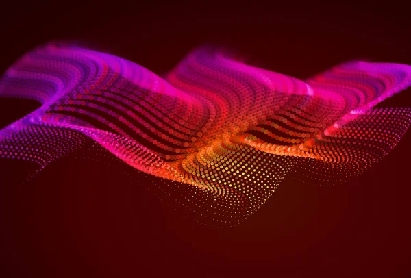 Paisaje Digital Colorido Abstracto Con Partículas Que Fluyen Información Sobre — Archivo Imágenes Vectoriales