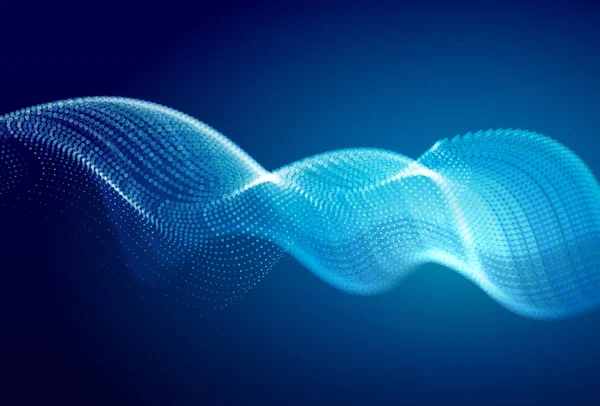 Paisagem Digital Azul Abstrata Com Partículas Fluentes Antecedentes Cibernéticos Tecnológicos — Vetor de Stock