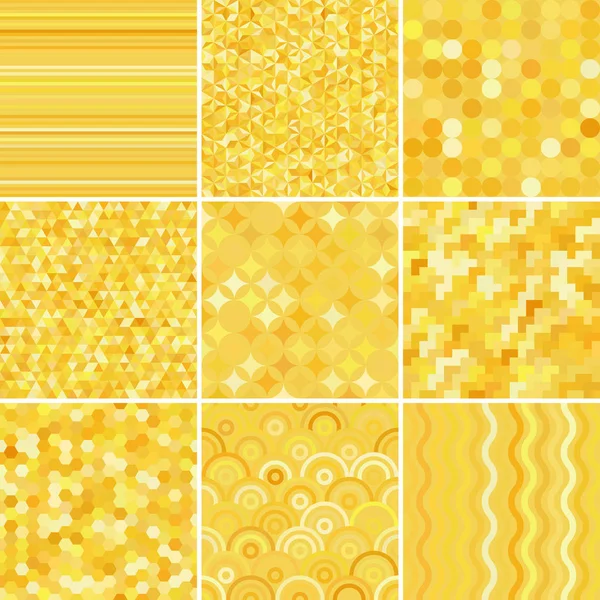Set Mit Neun Gelben Nahtlosen Abstrakten Geometrischen Mustern Vektorillustration — Stockvektor