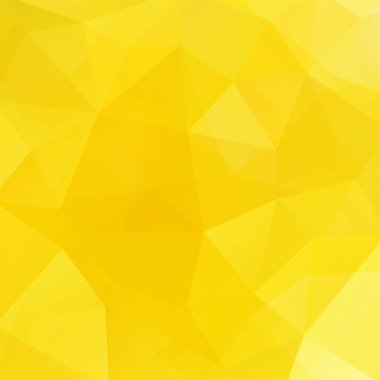 Sarı üçgenlerden oluşan soyut bir arkaplan. İş sunumları veya web şablonu afişi için geometrik tasarım. Vektör illüstrasyonu
