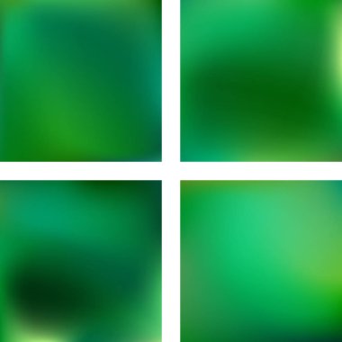 Yeşil, soyut, bulanık arkaplan seti. Vektör çizimi. Modern geometrik arka plan. Soyut şablon.