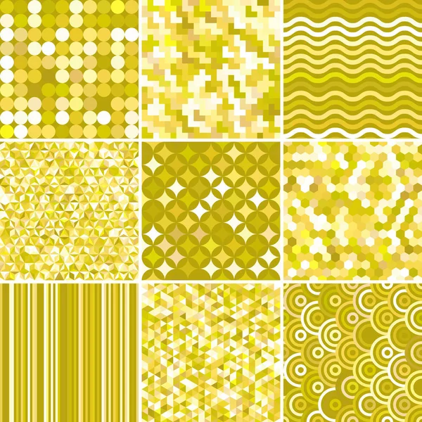 Set Mit Neun Gelben Nahtlosen Abstrakten Geometrischen Mustern Vektorillustration — Stockvektor
