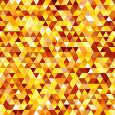 Soyut sorunsuz mozaik arka plan. Üçgen geometrik arka plan. Vektör çizim. Sarı, turuncu, kahverengi renk.