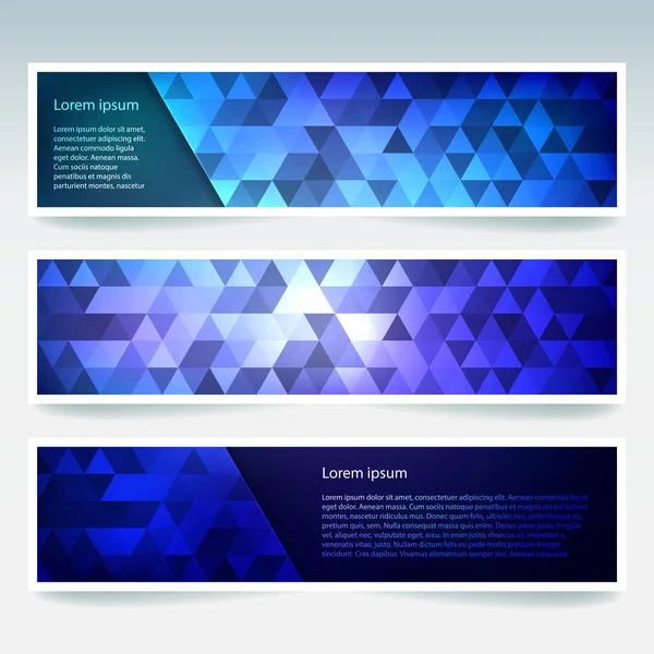 Horizontale Banner Mit Polygonalen Blauen Dreiecken Polygonhintergrund Vektorillustration — Stockvektor