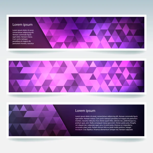 带有业务设计模板的抽象横幅 具有多边形马赛克背景的一套横幅 几何三角矢量图 粉红色 — 图库矢量图片