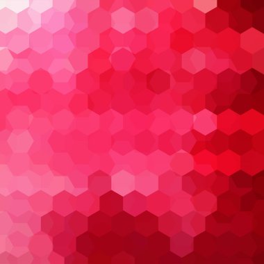 Arka plan kırmızı, pembe altıgenler oluşan. İş sunumları veya web şablonu afiş afiş için geometrik tasarım. Vektör çizim