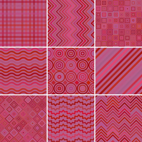 Set Con Nueve Rosa Patrón Geométrico Abstracto Sin Costura Ilustración — Archivo Imágenes Vectoriales