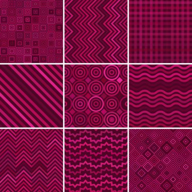 Dokuz mor Dikişsiz soyut geometrik desen ile vektör çizim ayarla