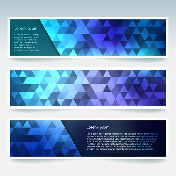 Горизонтальні банери встановлені з синіми багатокутними трикутниками. Тло багатокутника, Векторні ілюстрації — стоковий вектор