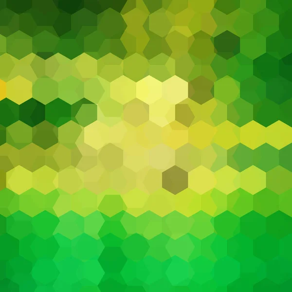 幾何学的パターン、緑色の六角形のベクトル背景、黄色のトーン。イラストパターン — ストックベクタ