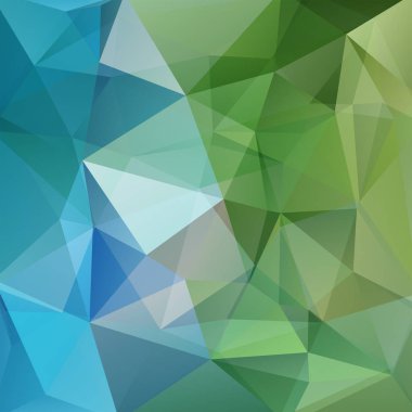 Soyut geometrik stil arka planı. Yeşil, mavi, gri renkler. Vektör Illustration