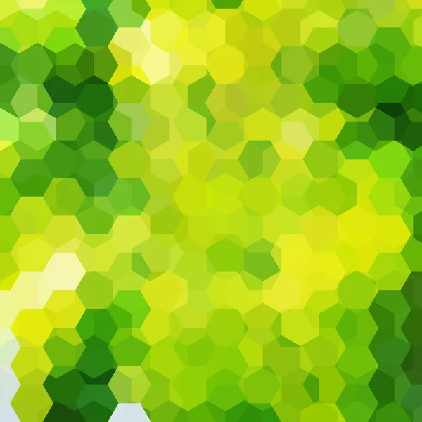 Abstrakt bakgrund bestående av gröna, gula hexagoner. Geometriska design för företagspresentationer eller web mall för banner flyer. Vektorillustration — Stock vektor