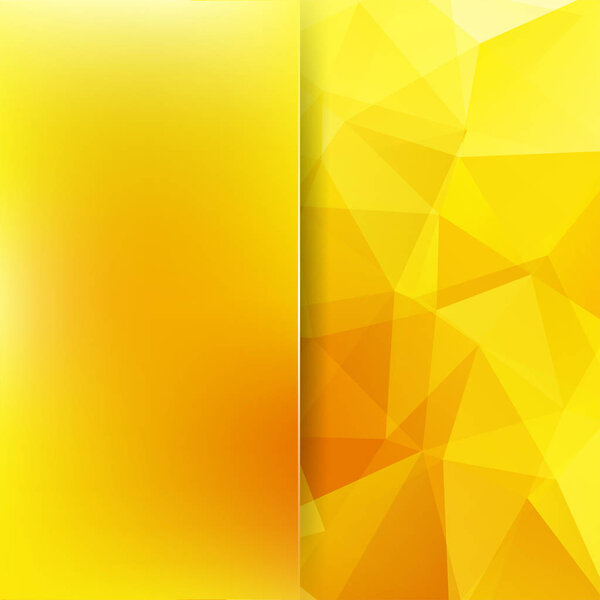 Background made of yellow triangles. Square composition with geometric shapes and blur element. Eps 10