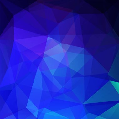 Mavi üçgenlerden oluşan soyut bir arka plan. İş sunumları veya web şablonu afişi için geometrik tasarım. Vektör illüstrasyonu