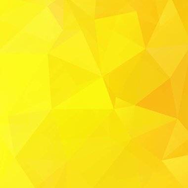 Sarı üçgenlerden oluşan soyut bir arkaplan. İş sunumları veya web şablonu afişi için geometrik tasarım. Vektör illüstrasyonu