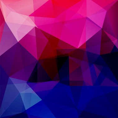 Geometrik desen, çokgen üçgenler arka plan mavi, pembe tonlarda vektör. İllüstrasyon model