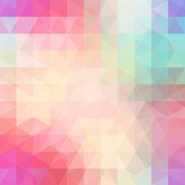 Soyut arka plan pastel pembe, bej, turuncu, yeşil üçgenler oluşur. İş sunumları veya Web şablonu afiş broşürü için geometrik tasarım. Vektör Illustration