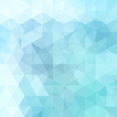 Pastel mavi üçgenlerden oluşan soyut bir arka plan. İş sunumları veya web şablonu afişi için geometrik tasarım. Vektör illüstrasyonu