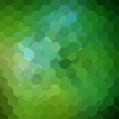 Yeşil altıgenli vektör arkaplanı. Kapak tasarımı, kitap tasarımı, web sitesi arka planında kullanılabilir. Vektör illüstrasyonu