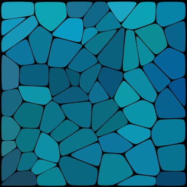 Siyah bir arka planda düzenlenmiş mavi geometrik unsurlardan oluşan soyut geometrik çok renkli arka plan. Vektör Illustration.