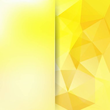 Sarı üçgenlerden oluşan bir arka plan. Geometrik şekiller ve bulanık elementlerle kare bileşimi. Eps 10