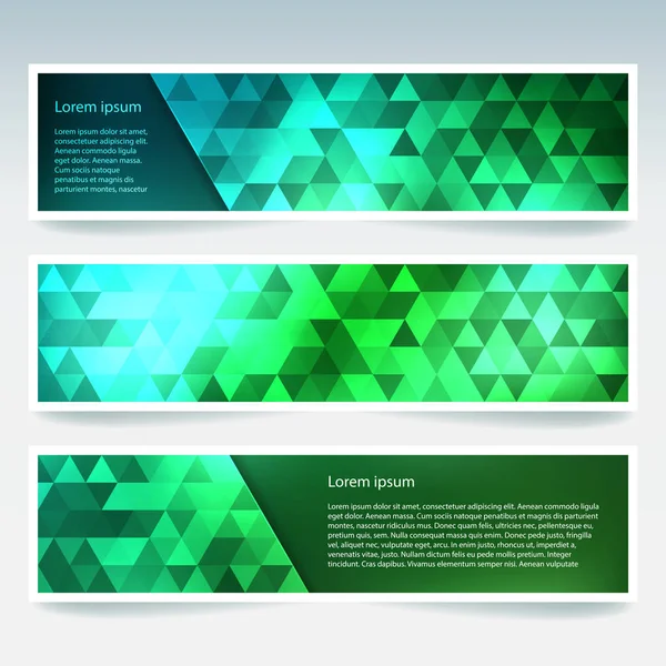 Horizontale Banner mit grünen polygonalen Dreiecken. Polygonhintergrund, Vektorillustration — Stockvektor
