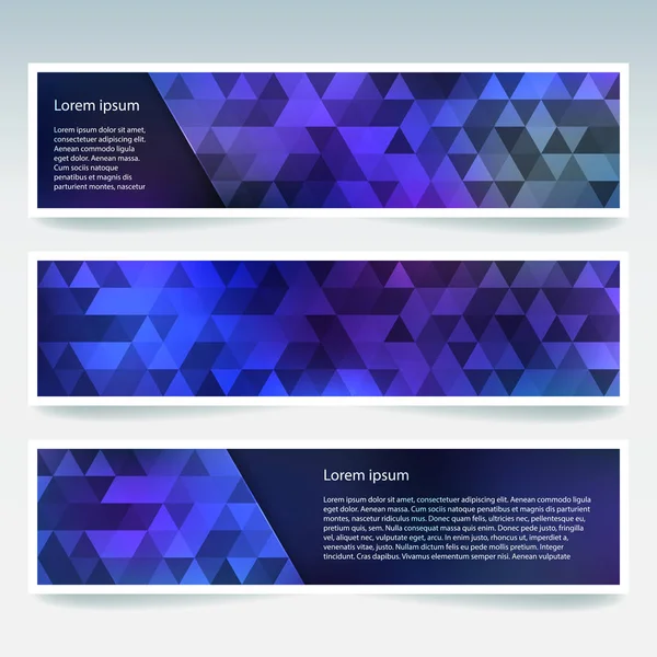 Σύνολο προτύπων πανό με μπλε αφηρημένα φόντο. Σύγχρονη διάνυσμα πανό με πολυγωνικό φόντο — Διανυσματικό Αρχείο