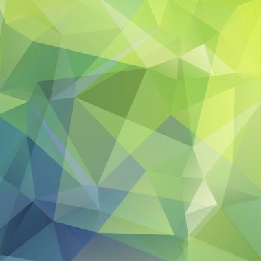 Soyut mozaik arka plan. Üçgen geometrik arkaplan. Tasarım elemanları. Vektör çizimi. Yeşil, mavi renkler.