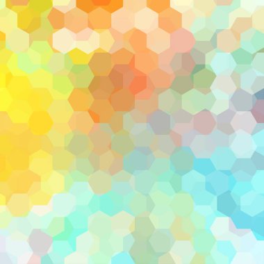 Pastel renkli altıgenlerden oluşan soyut arka plan. İş sunumları veya web şablonu afiş el ilanı için geometrik tasarım. Vektör çizimi