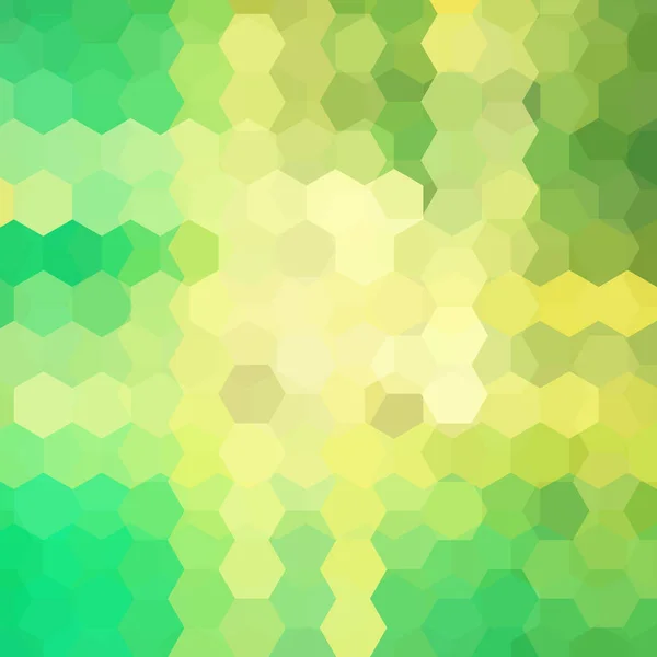 Vektor bakgrund med gula, gröna hexagoner. Kan användas i omslagsdesign, bokdesign, webbplatsbakgrund. Vektorillustration — Stock vektor