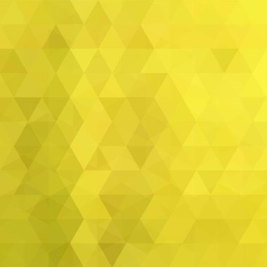 Sarı üçgenlerden oluşan soyut bir arkaplan. İş sunumları veya web şablonu afişi için geometrik tasarım. Vektör illüstrasyonu
