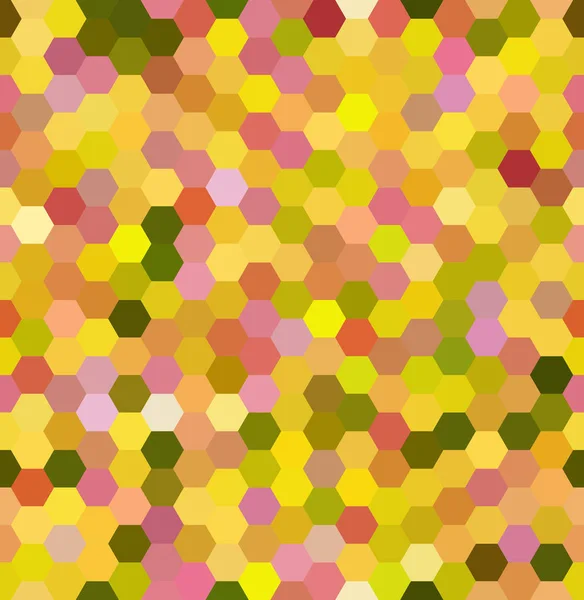 Vektor bakgrund med gula, gröna, rosa hexagoner. Kan användas för utskrift på tyg och papper eller dekoration. — Stock vektor