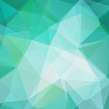 Yeşil, mavi üçgenlerden oluşan bir arka plan. Geometrik şekilli kare bileşim. Eps 10