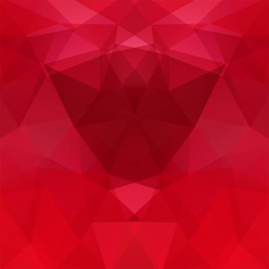 Kırmızı üçgenlerden oluşan soyut arkaplan. İş sunumları veya web şablonu afişi için geometrik tasarım. Vektör illüstrasyonu