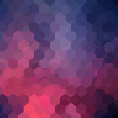 Arka plan pembe, mor, mavi altıgenler oluşan. İş sunumları veya web şablonu afiş afiş için geometrik tasarım. Vektör çizim