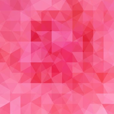 Pastel pembe üçgenlerden yapılmış bir arka plan. Geometrik şekilli kare bileşim. Eps 10