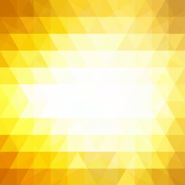 Soyut mozaik arka plan. Üçgen geometrik arkaplan. Tasarım elemanları. Vektör çizimi. Sarı, turuncu renkler.