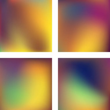 Soyut bulanık arka planlarla ayarlayın. Vektör illüstrasyon. Modern geometrik fon. Soyut şablon. sarı, kahverengi, yeşil renkler.