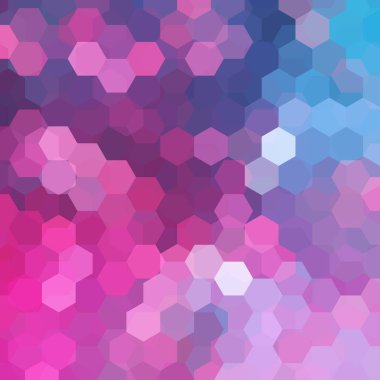 Geometrik desen, pembe, mavi tonlarda altıgenler ile vektör arka plan. İllüstrasyon deseni
