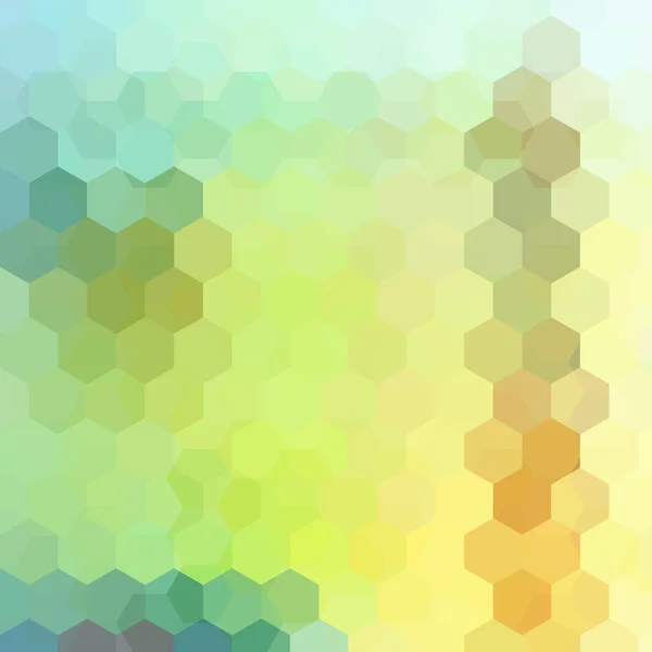 Геометрический узор, векторный фон с шестиугольниками в желтых, зеленых, оранжевых тонах. Рисунок иллюстрации — стоковый вектор