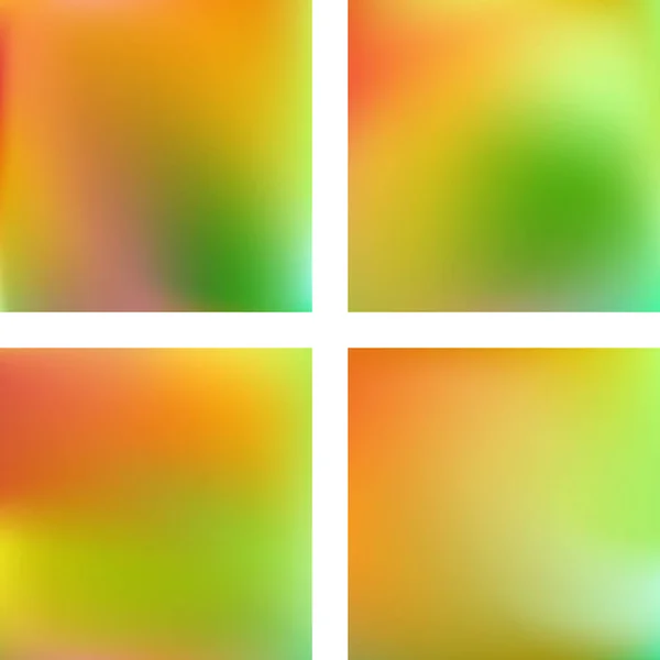 Set con sfondi sfocati astratti. Illustrazione vettoriale. Moderno sfondo geometrico. Modello astratto. Colori verde, giallo, arancione . — Vettoriale Stock