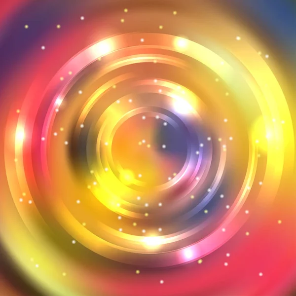 Marco redondo vectorial. Pancarta de círculo brillante. Diseño vectorial. Espiral brillante. Amarillo, rosa, beige . — Vector de stock